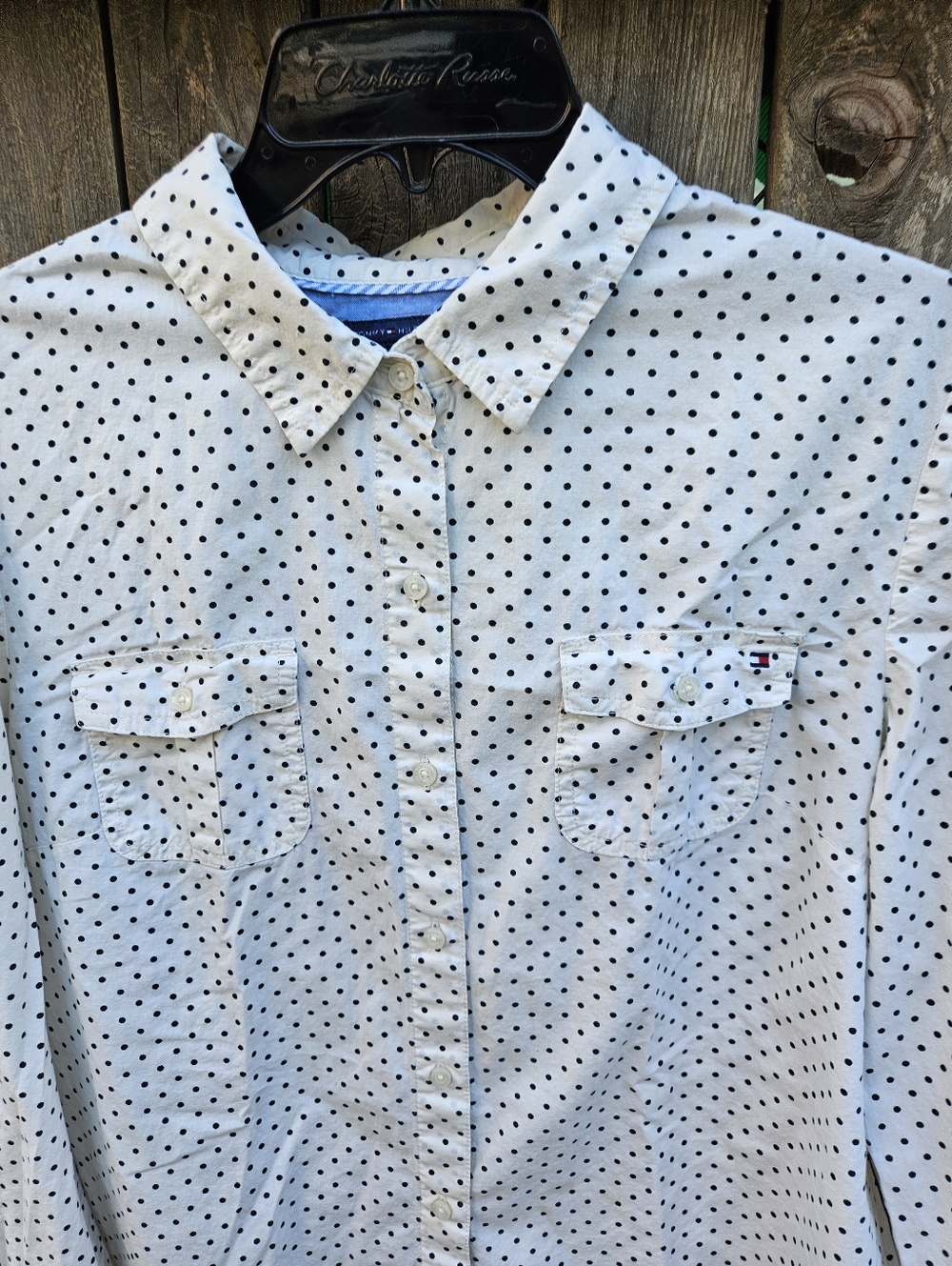 Tommy Hilfiger Polka Dot Button-Up Shirt Women Size XL - Picture 6 of 16